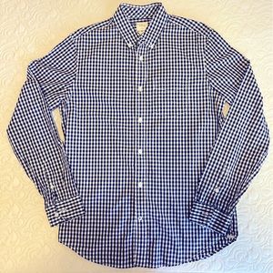 Gap Lived-In Long Sleeve Button Down Casual Medium Shirt - Navy Blue & White
